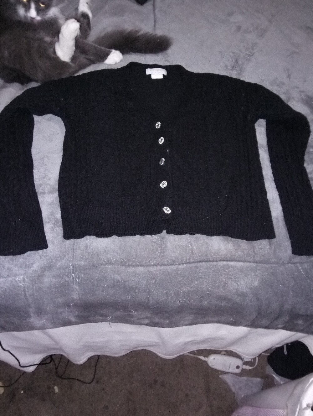 Women's Black Button-Front Knit Cardigan